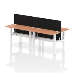 Image of Air B2B 1200x600mm Adjustable 4P Bench Desk CP Beech/White + Screen