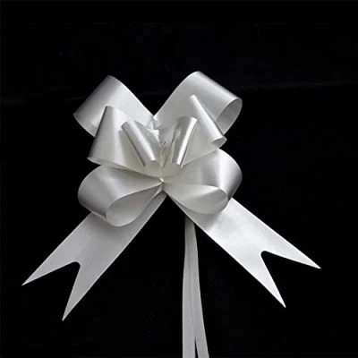 Image of SHATCHI Large 30mm/3cm Ribbon Pull Bows for Party Wall, Gift Wraps, Christmas Trees, Wedding, Birthday Hampers Decoration Florist, Silver, 40pcs