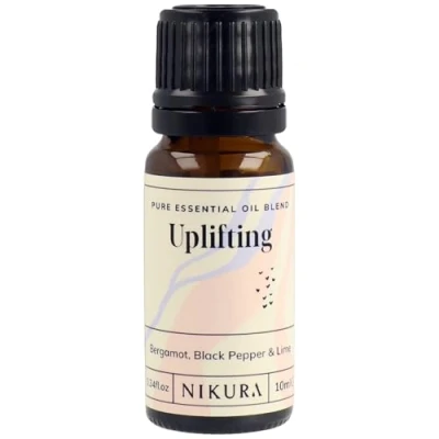 Image of Nikura Uplifting Essential Oil Blend 10ml Made from Bergamot, Black Pepper &amp; Lime for Relaxation, Aromatherapy, Diffusers, Soap Making, Candle Making Vegan UK