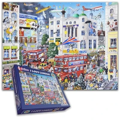 Image of I Love London 1000 Piece Jigsaw Puzzle Hilarious by Mike Jupp Perfect for Enthusiasts and Lovers Size 66 x 50 CM