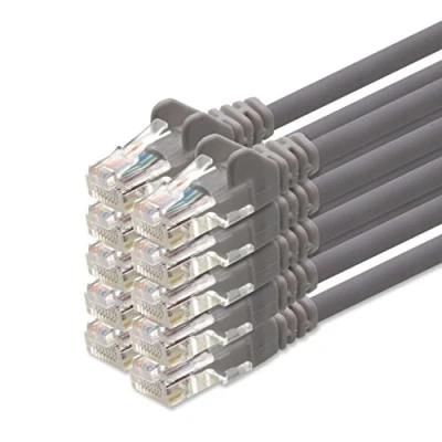 Image of 1aTTack CAT5 UTP network patch cable with 2x RJ45 plug set gray 10 pieces 5m
