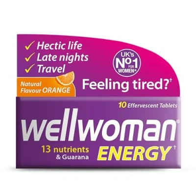 Image of Wellwoman Energy Orange 10 Dissolving Multivitamins Effervescent Tablets for Woman, Natural Flavour, by Vitabiotics