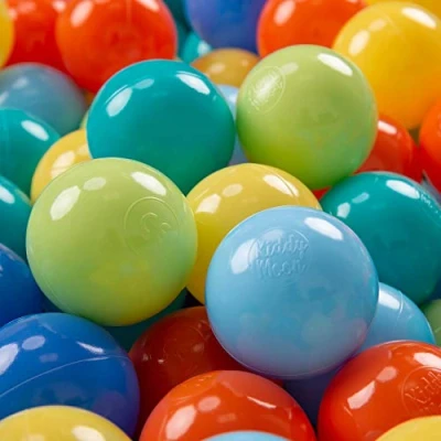 Image of KiddyMoon Soft Plastic Play Balls 200 Balls/7Cm 2.75In Multi Colour Made In EU, L.Green/Orange/Turquoise/Blue/Babyblue/Yellow