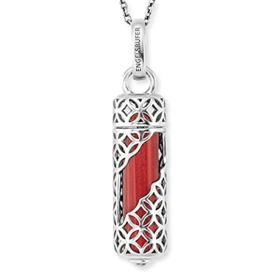 Image of Angel Whisperer Women&#039;s Sterling Silver Necklace with Interchangeable Power Stone Pendant Lobster Clasp Adjustable in Two Lengths Nickel Free, M, Silver, Jasper