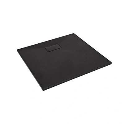 Image of Milano Rasa Graphite Low Profile Rectangular Textured Slate Effect Shower Tray 900mm x 800mm