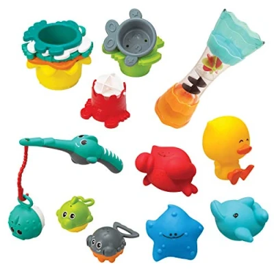 Image of Infantino Splish &amp; Splash Bath Time Set 17 Piece Multi Activity Toy Developp Sensory Exploration and Learning Cause Effect Easy to clean toys for babies from 0 months old