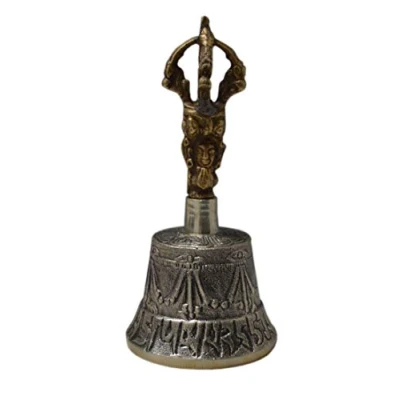 Image of Zap Impex® Tibetan Hand Bell Meditation &amp; Prayer Bells Dorje Vajra 4 Inch
