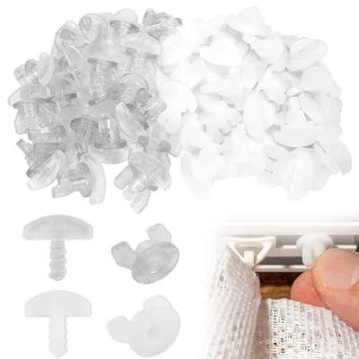 Image of 40 Pcs Universal Curtain Locks,Curtain Stoppers for Rail Systems with Inner Rails,End Lock Rail,Curtain Stopper,as Intermediate or End Plugs(White, Transparent)