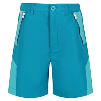 Image of Regatta Sorcer Mount Shorts II Kids&#039; Water Repellent, Quick Drying, Reflective Shorts. Featuring DWR and Isoflex Technologies. Suitable for Hiking. Blue