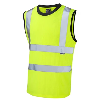 Image of Leo Workwear Ashford High Visibility Comfort Poly/Cotton Generous Fit Hi Vis Vest, Medium, Yellow