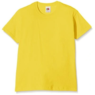 Image of Fruit of the Loom Unisex Kids Original Crew Neck Short Sleeve T Shirt, Yellow (gelb), 14 15 Years (Manufacturer Size: 164)