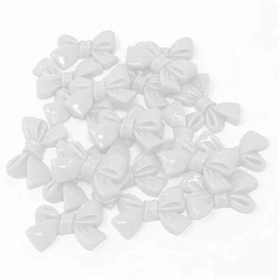 Image of Wedding Touches 20x White 25mm Resin Bow Shabby Chic Flatbacks Craft Cardmaking Embellishments