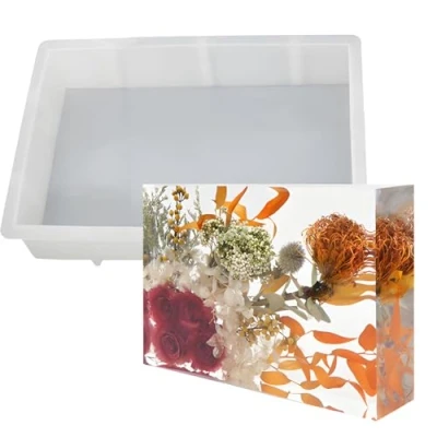 Image of Rectangle Resin Silicone Moulds Epoxy Resin, Large Casting for DIY Bookends, Mould Cube Casting, Candle Soap Making, Dried Flower/Insect Specimen