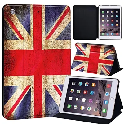 Image of Oldimage Printed Case for iPad Mini 1/2/3, Lightweight Trifold Stand with Auto Sleep/Wake, Microfiber Lining, Hard Back Cover 1/Mini 2/Mini 3 (vintage union jack)