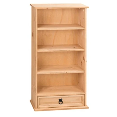 Image of Corona DVD Storage Unit 1 Drawer Bookcase Living Room Media Rack Solid Pine
