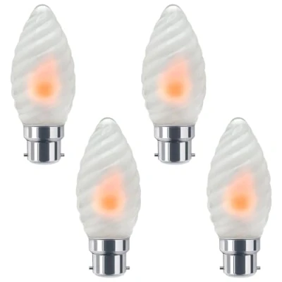 Image of Long Life Lamp Company LED Opal Glass Flicker Flame Candle Light Bulb Twisted B22 4 Pack