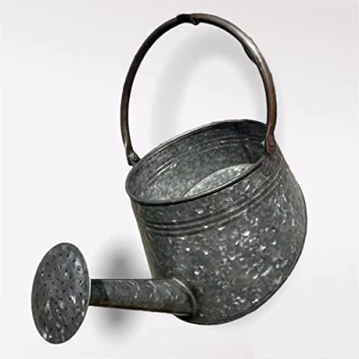 Image of Galvanised Zinc Watering Can Hanging Wall Planter Pot Outdoor Garden Metal Plant Flower Trough 257