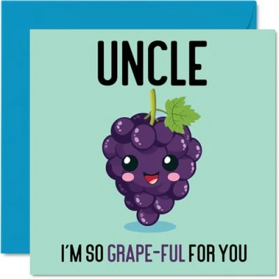 Image of Thank You Cards for Uncle Grape Ful Funny Happy Birthday Card from Nephew Niece, Gifts, 145mm x Joke Greeting Men Him