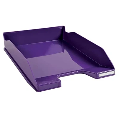 Image of Exacompta Ref 113220D Iderama Collection Letter Tray Combo Midi 347 x 255 65mm in Size, Suitable for A4 Documents, Stackable, Holds Approx. 500 Sheets Purple Glossy