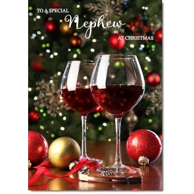 Image of doodlecards Nephew Christmas Card Red Wine Large A4 Size for with Plain Envelope