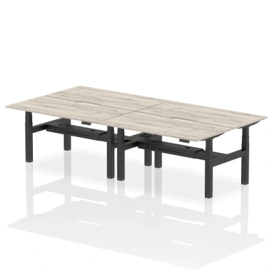 Image of Air B2B 1600x800 Adjustable 4P Bench Desk Scalloped Grey Oak/Black