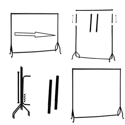 Image of MSF Black Heavy Duty Clothes rail Garment size 5Ft x 8Ft High, Extension And Centre Bar (5feet + 36 extension)
