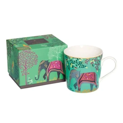 Image of Sara Miller India Collection Mug Elephant&#039;s Oasis Light Jade