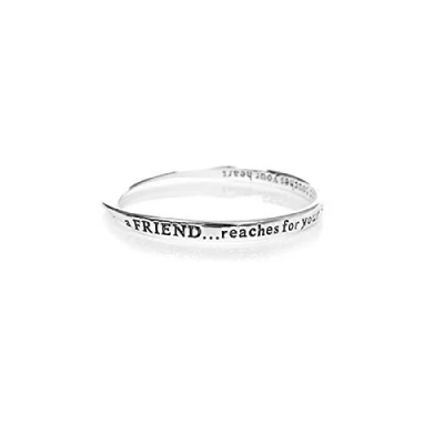 Image of equilibrium Silver Plated Bangle With The Inscription &#039;a FRIEND... reaches for your hand and touches heart&#039;&#039;