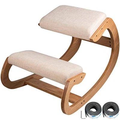 Image of VEVOR Ergonomic Kneeling Chair 220LB Load Capacity Posture Desk Stool with Hip Cushion for Home Office Good Computer White Oak