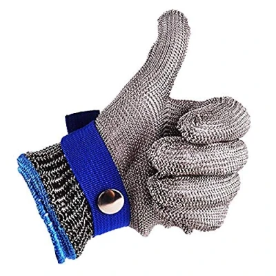 Image of CPTDCL 316L Stainless Steel Mesh Cut Resistant Gloves Kitchen Butcher Safety Working Glove Level 5 Protection (L)