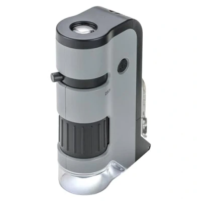 Image of Carson MicroFlip 100x 250x LED UV lighted Pocket Microscope with Flip Down Slide Base and Smartphone Digiscoping Clip (MP 250)