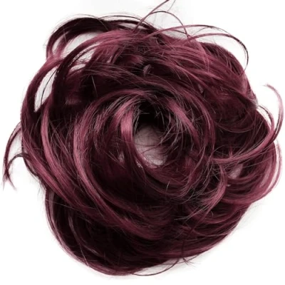 Image of CAISHA Synthetic Fiber Hairpiece Scrunchie Scrunchy Updo Slightly Wavy Wine Red G27B