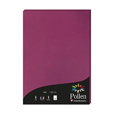 Image of Clairefontaine Ref 4206C Pollen Coloured Paper (Pack of 50 Sheets) A4 (210 x 297mm), 120gsm Paper, Inkjet &amp; Laser Printer Compatible, Acid Free Raspberry