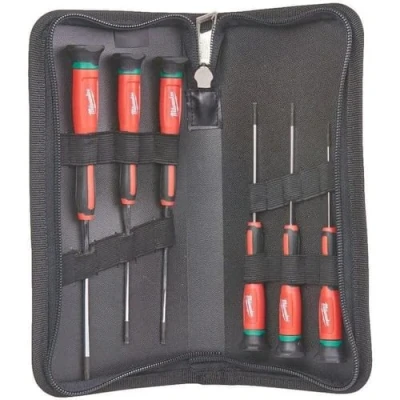 Image of MILWAUKEE Set of 6 TRI Lobe Precision Torx Screwdrivers 4932471870 Black Red