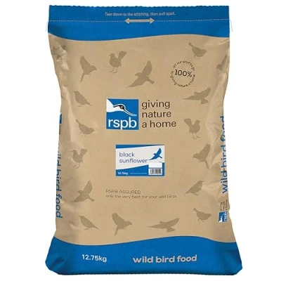Image of RSPB Black Sunflower Seeds Bird Food High Energy and Protein, Wild for Small Birds, Made in the UK, Suitable Year Round Feeding (12.75kg)