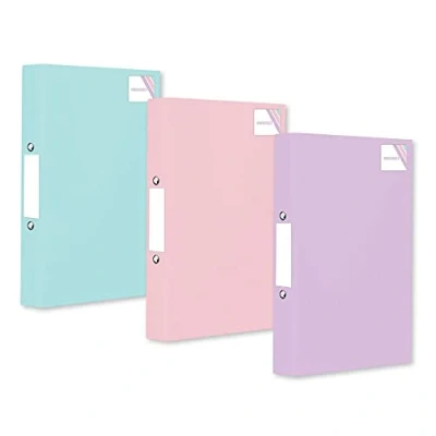 Image of Pack of 3 A4 Pastel Ring Binders 40mm Two D Rings Random Colours (Blue, Pink, Teal)