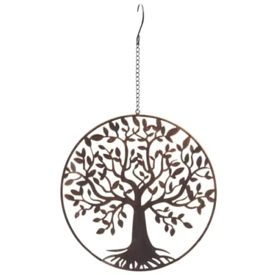 Image of Tree of Life 16cm Metal Hanging Decoration Bronze Effect Garden Plaque