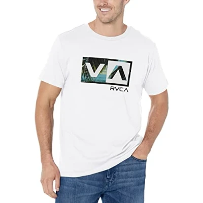 Image of RVCA Men&#039;s Graphic Short Sleeve Crew Neck Tee Shirt T, Balance Box/White, Large