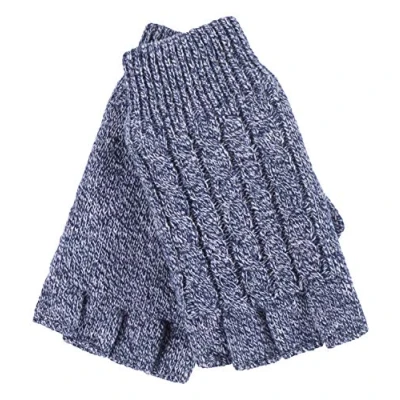 Image of HEAT HOLDERS Ladies Cable Knitted Winter Thermal Fingerless Gloves (One Size, Blue Marl)
