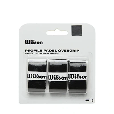 Image of Wilson Padel Profile Overgrip, 3 Pack, Black, WR8416601001