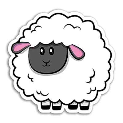 Image of 2 x 10cm Wide Cute Sheep Vinyl Stickers Cartoon Animal Farm Lamb Sticker #29934