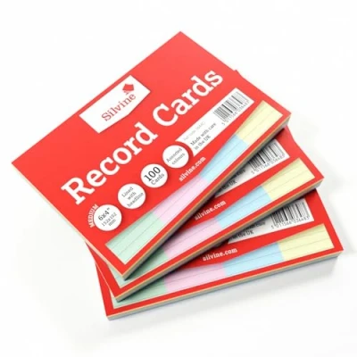 Image of 3X Packs of Silvine A6 (6x4) Multi Coloured Record Cards 100 Per Pack