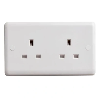 Image of Deta Vimark Curve 13 A 2 Gang Unswitched Socket White VC1208