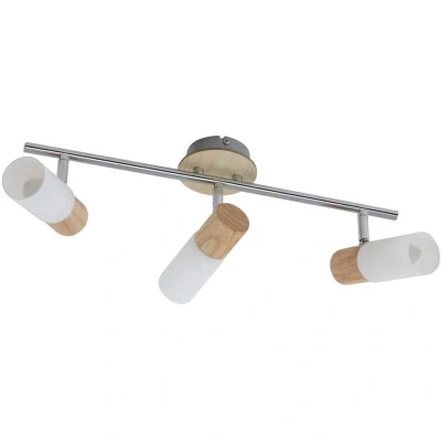 Image of Lindby Christoph wooden spotlight, 3 bulb, long