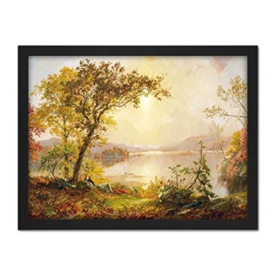 Image of Cropsey Greenwood Lake Autumn Sunlight Hudson Painting Large Framed Art Print Poster Wall Decor 18x24 in