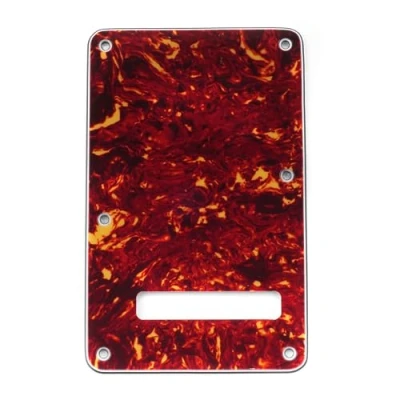 Image of Musiclily 6 Hole Strat Back Plate Tremolo Spring Cover for Fender USA/Mexican Standard Stratocaster Modern Style Electric Guitar, 4Ply Vintage Tortoise