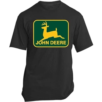 Image of Distressed Retro, Logo, John, Deere, T Shirt,Unisex Shirt Black M