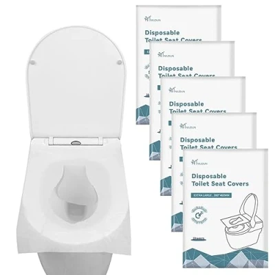 Image of 50Pcs Flushable Paper Toilet Seat Covers, Disposable Covers Hygienic Mat, Pocket Size, Use in Travel Public Toilets for Kids Adults Pregnant Women