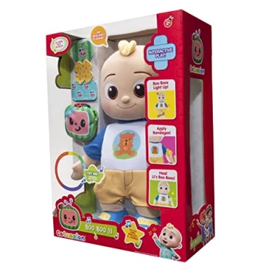 Image of CoComelon Official Boo JJ Feature Plush Areas Light Up (Head, Elbow, Knee, Foot) Help Heal JJ’s Boo’s with Bandages
