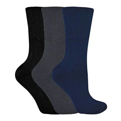 Image of THMO 3 Pairs Bamboo Thermal Socks for Winter Mens &amp; Ladies Sizes Warm Thick (7 11, Black Navy Grey)